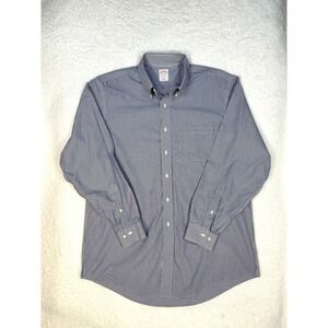 Brooks Brothers 346 mens Button‎ Down shirt 16 1/2 4/5 blue white stripe regular